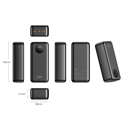 Juo 30000mAh 22.5W Dijital Led Ekranlı Taşınabilir Hızlı Şarj Cihazı Powerbank Siyah - 3