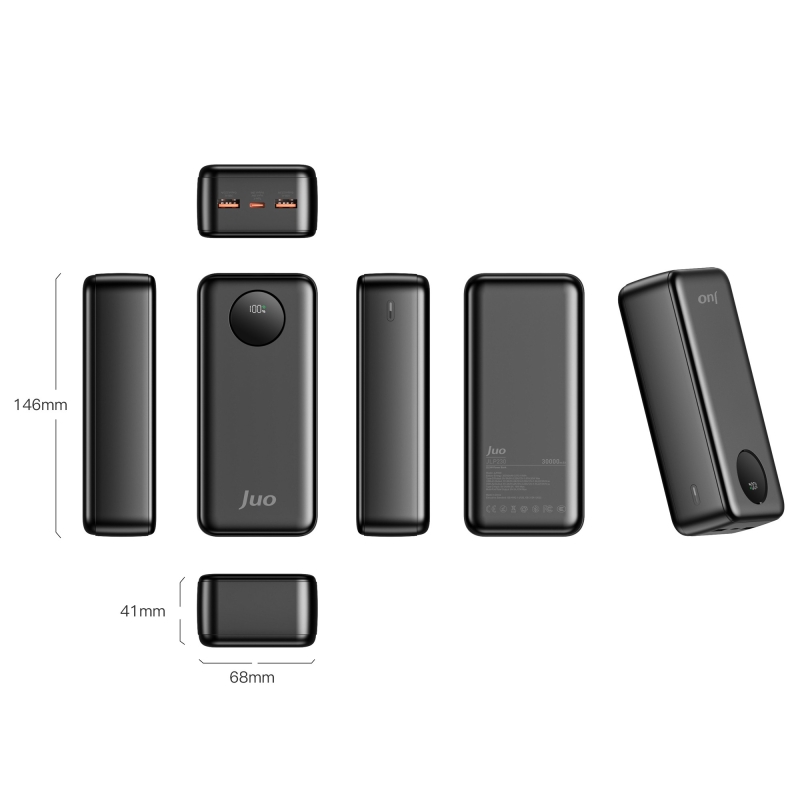 Juo 30000mAh 22.5W Dijital Led Ekranlı Taşınabilir Hızlı Şarj Cihazı Powerbank Siyah - 3