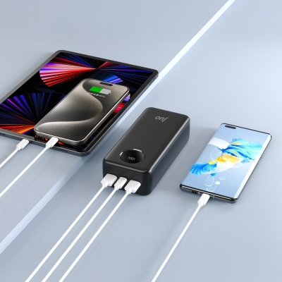 Juo 30000mAh 22.5W Dijital Led Ekranlı Taşınabilir Hızlı Şarj Cihazı Powerbank Siyah - 5