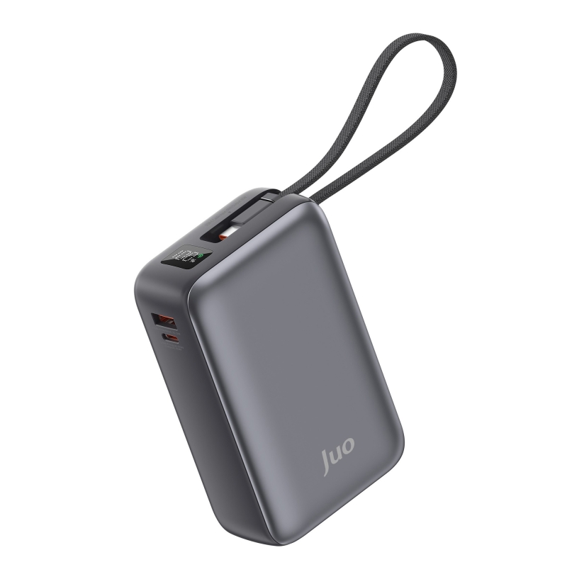 Juo 30000mAh 65W LED Ekranlı USB-A + Type-C Dahili Kablolu Powerbank Taşınabilir PD Hızlı Şarj Cihazı - 1
