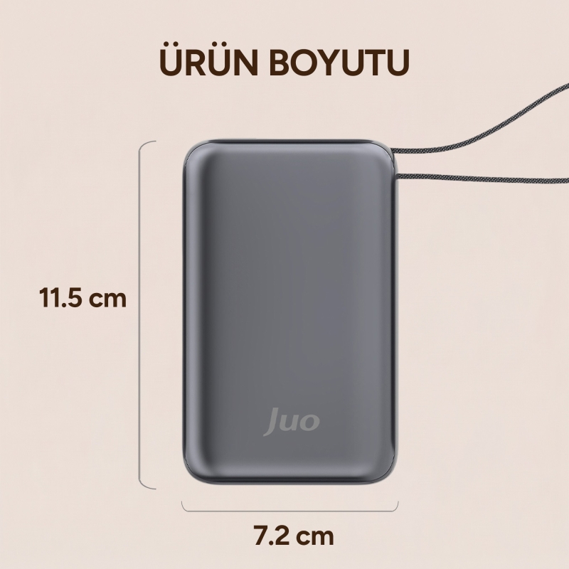 Juo 30000mAh 65W LED Ekranlı USB-A + Type-C Dahili Kablolu Powerbank Taşınabilir PD Hızlı Şarj Cihazı - 8