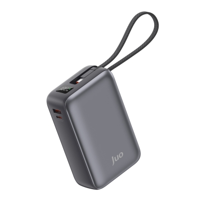 Juo 30000mAh 65W LED Ekranlı USB-A + Type-C Dahili Kablolu Powerbank Taşınabilir PD Hızlı Şarj Cihazı - Juo