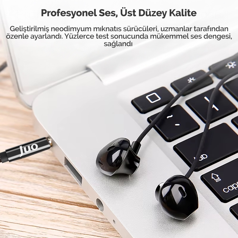 Juo 3.5mm Jack Girişli Mikrofonlu Kablolu Kulak İçi Kulaklık Metal - 8