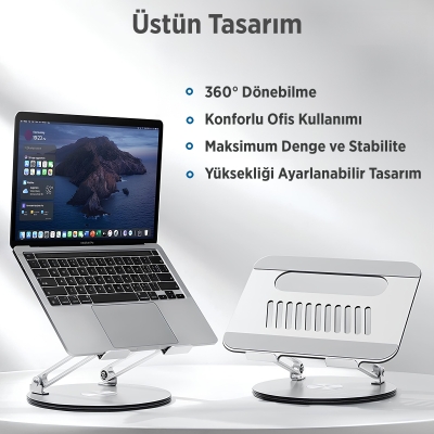 Juo 360° Dönebilen Yükseklik Ayarlı Metal Notebook Laptop Standı - 2
