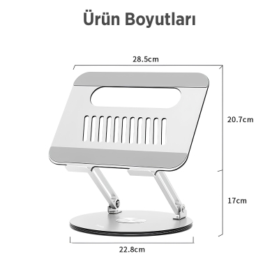 Juo 360° Dönebilen Yükseklik Ayarlı Metal Notebook Laptop Standı - 4
