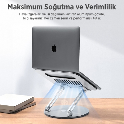 Juo 360° Dönebilen Yükseklik Ayarlı Metal Notebook Laptop Standı - 5