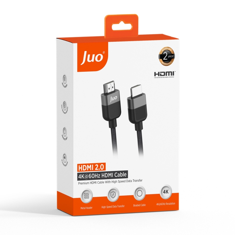 Juo 4K 60Hz 18Gbps HDR ARC HDCP Destekli HDMI 2.0 Örgülü Kablo 2 Metre - 7