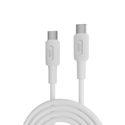 Juo 60W USB Type-C to Type-C Silikon Hızlı Şarj ve Data Kablosu Beyaz 1 Metre - Juo
