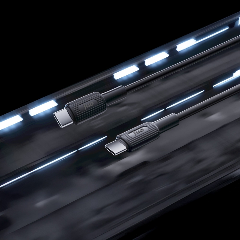 Juo 60W USB Type-C to Type-C Silikon Hızlı Şarj ve Data Kablosu Siyah 1 Metre - 3