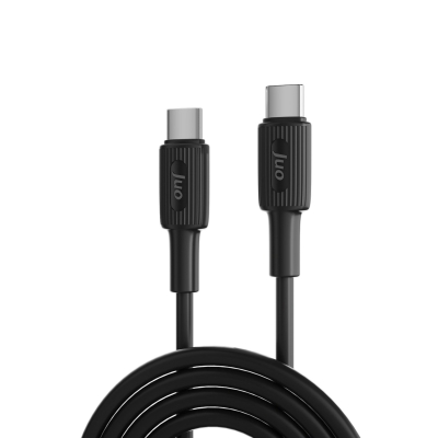 Juo 60W USB Type-C to Type-C Silikon Hızlı Şarj ve Data Kablosu Siyah 2 Metre - Juo