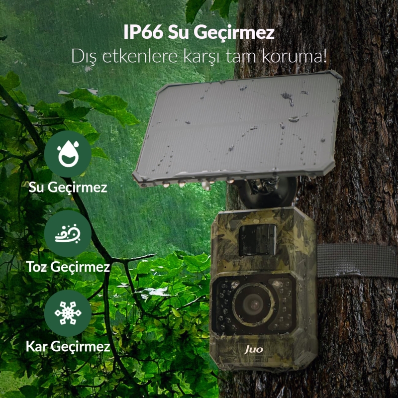 Juo 850WS Güneş Enerjili Fotokapan 48MP Full HD WiFi Hareket Sensörlü Gece Görüşlü IP66 Su Geçirmez - 3