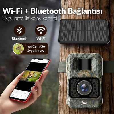 Juo 850WS Güneş Enerjili Fotokapan 48MP Full HD WiFi Hareket Sensörlü Gece Görüşlü IP66 Su Geçirmez - 8