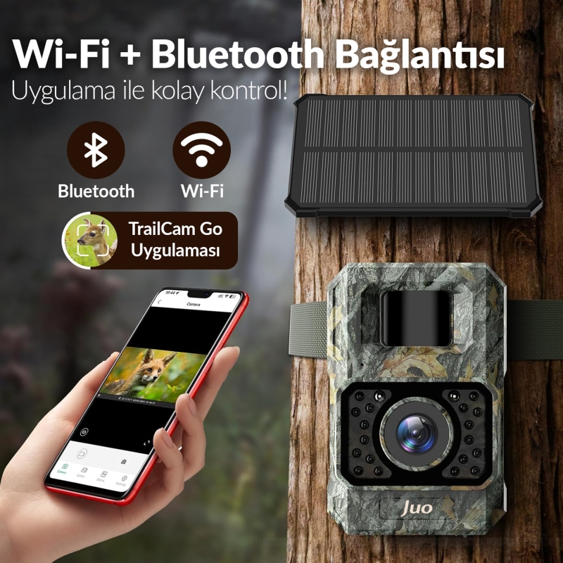 Juo 850WS Güneş Enerjili Fotokapan 48MP Full HD WiFi Hareket Sensörlü Gece Görüşlü IP66 Su Geçirmez - 8