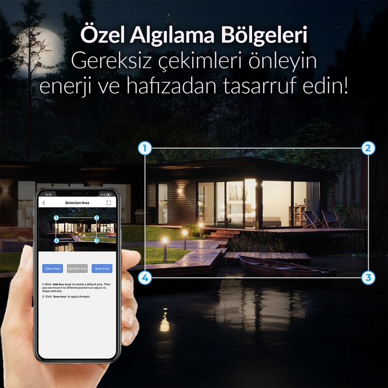 Juo 850WS Güneş Enerjili Fotokapan 48MP Full HD WiFi Hareket Sensörlü Gece Görüşlü IP66 Su Geçirmez - 7