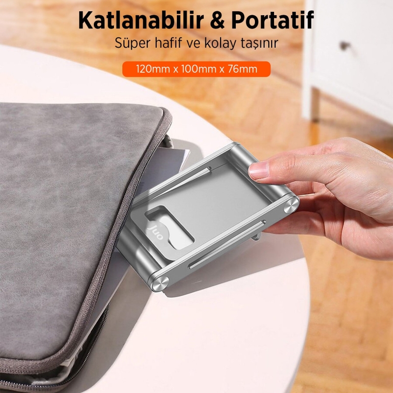 Juo Alüminyum Katlanabilir Metal Masaüstü Telefon Tutucu Standı Gümüş - 4