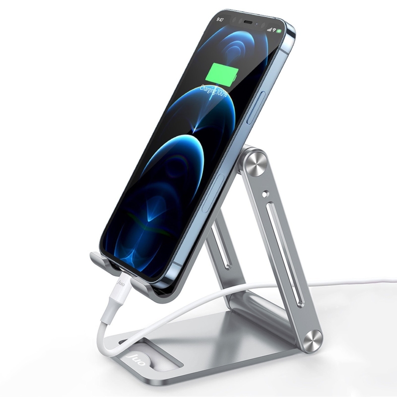 Juo Alüminyum Katlanabilir Metal Masaüstü Telefon Tutucu Standı Gümüş - 1