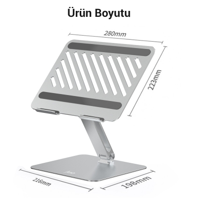 Juo Alüminyum Notebook Standı Yükseklik ve Eğim Ayarlı Ergonomik Metal Laptop Standı - 9