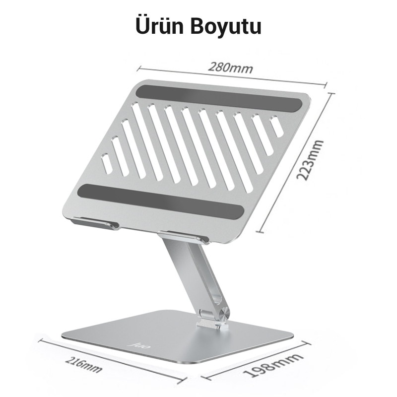 Juo Alüminyum Notebook Standı Yükseklik ve Eğim Ayarlı Ergonomik Metal Laptop Standı - 9
