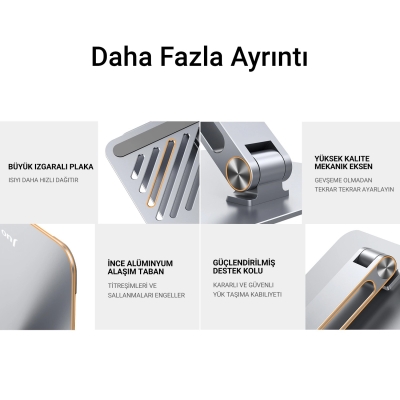 Juo Alüminyum Notebook Standı Yükseklik ve Eğim Ayarlı Ergonomik Metal Laptop Standı - 3