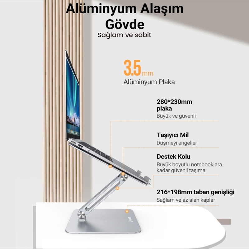 Juo Alüminyum Notebook Standı Yükseklik ve Eğim Ayarlı Ergonomik Metal Laptop Standı - 2