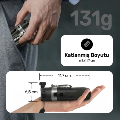 Juo JST20 Alüminyum Mini Tripod Monopod Selfie Çubuğu Kumandalı Android iPhone Uyumlu Beyaz - 9