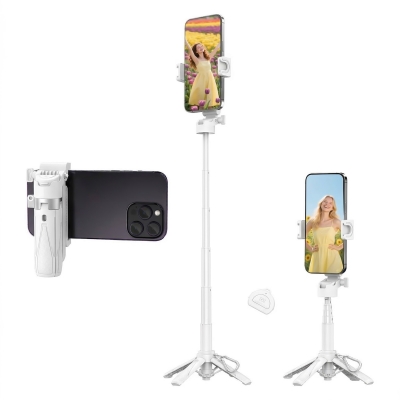 Juo JST20 Kumandalı Mini Tripod Monopod Selfie Çubuğu Android iPhone Uyumlu Beyaz - Juo