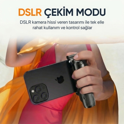 Juo JST20 Alüminyum Mini Tripod Monopod Selfie Çubuğu Kumandalı Android iPhone Uyumlu Siyah - 8