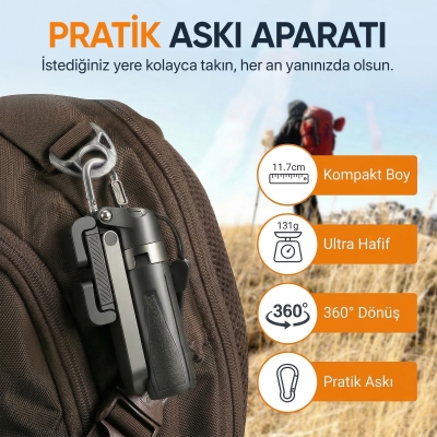 Juo JST20 Kumandalı Mini Tripod Monopod Selfie Çubuğu Android iPhone Uyumlu Siyah - 2