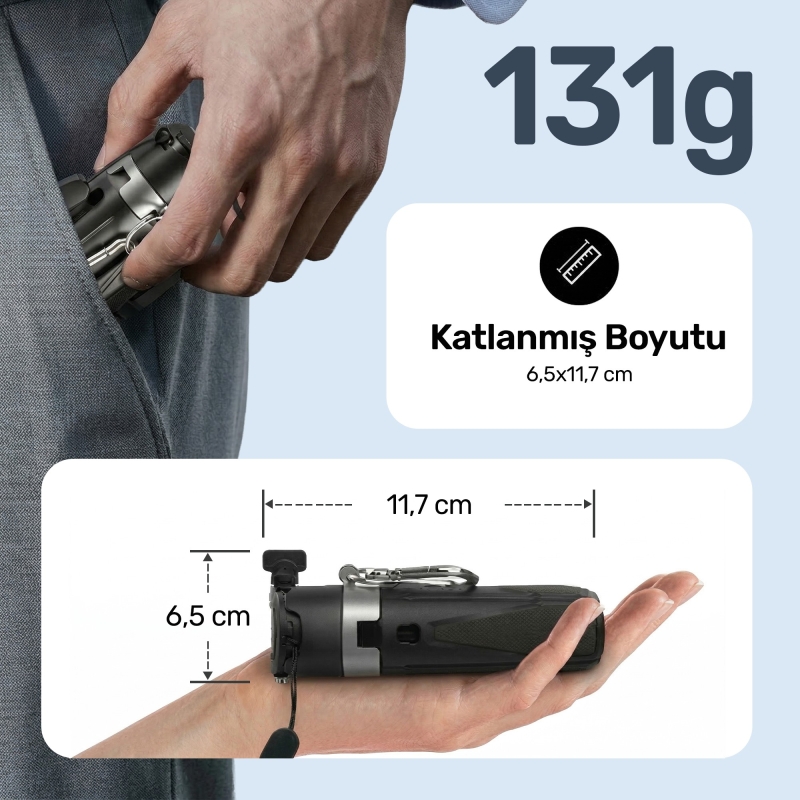 Juo JST20 Kumandalı Mini Tripod Monopod Selfie Çubuğu Android iPhone Uyumlu Siyah - 9