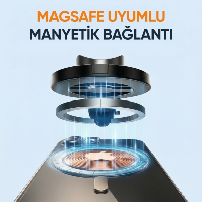 Juo JST30 Magsafe Manyetik Alüminyum Tripod Monopod Selfie Çubuğu Kumandalı Android iPhone Uyumlu Beyaz - 3