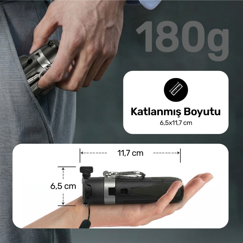 Juo JST30 Magsafe Manyetik Alüminyum Tripod Monopod Selfie Çubuğu Kumandalı Android iPhone Uyumlu Siyah - 10