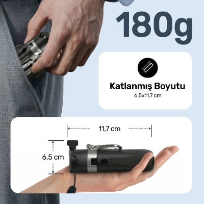 Juo JST30 Magsafe Manyetik Kumandalı Tripod Monopod Selfie Çubuğu Android iPhone Uyumlu Siyah - 10
