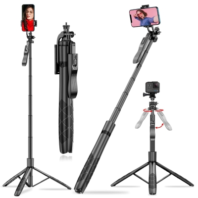 Juo JST40 Alüminyum Tripod Monopod Selfie Çubuğu Kumandalı Android iPhone GoPro Uyumlu - Juo
