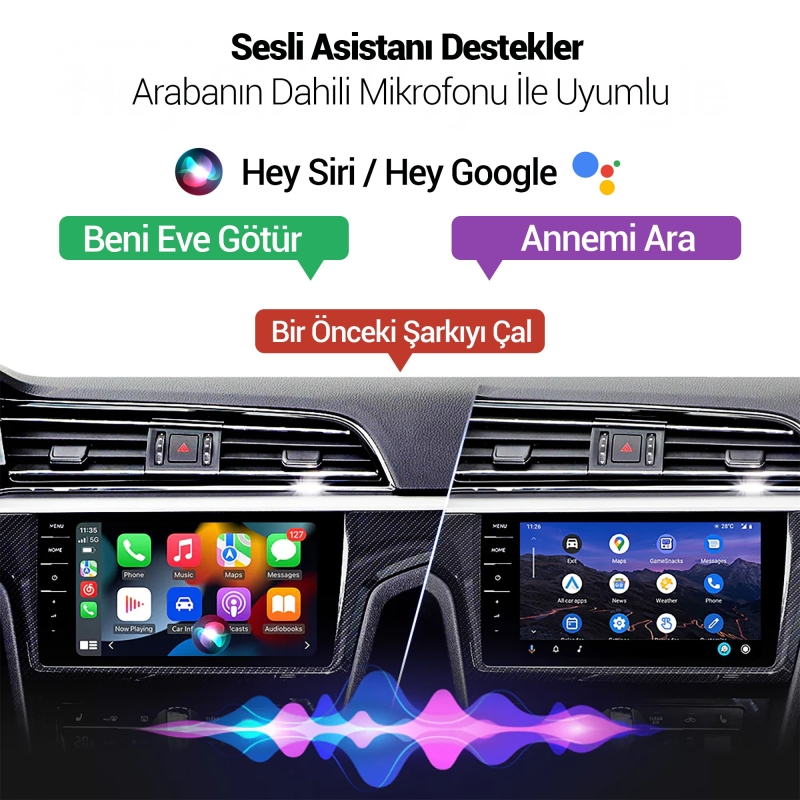 Juo Kablosuz CarPlay Android Auto Kabloludan Kablosuza Çevirici USB ve Type-C Adaptör - 7