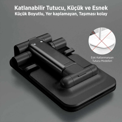 Juo Katlanabilir Masaüstü Telefon Standı Siyah - 5