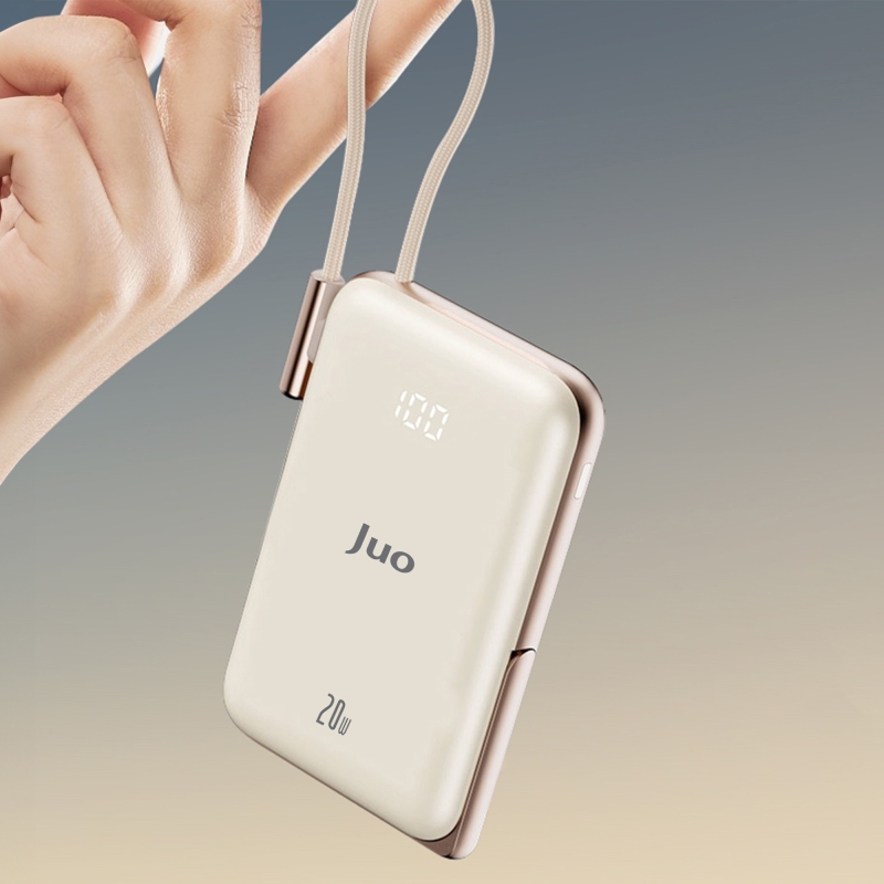 Juo Magsafe Powerbank 10000mAh Standlı 20W Dahili Type-C Kablolu Taşınabilir Hızlı Şarj Cihazı Beyaz - 6
