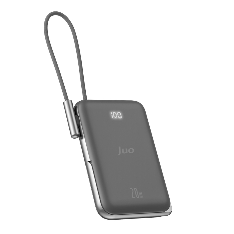 Juo Magsafe Powerbank 10000mAh Standlı 20W Dahili Type-C Kablolu Taşınabilir Hızlı Şarj Cihazı Siyah - 2