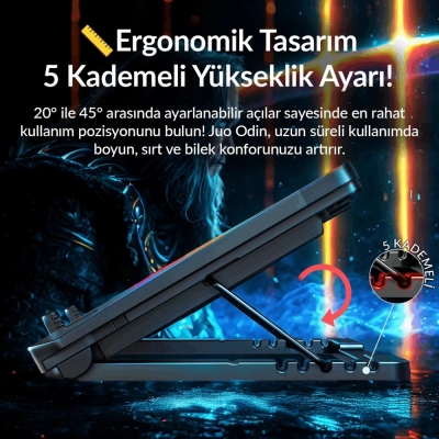 Juo Odin RGB Işıklı Gaming 2200RPM Çift Fan LED Display Laptop Notebook Soğutucu Stand - 4