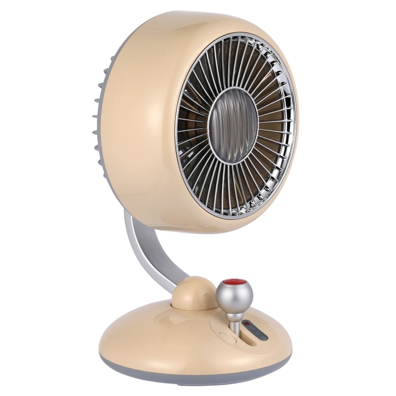 Juo Q3 120° Salınımlı 3 Kademeli LED Işıklı Şarjlı Masaüstü Fan Vantilatör Retro Bej - 1