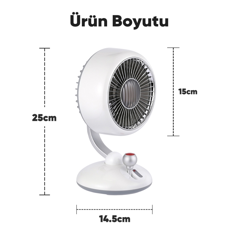 Juo Q3 120° Salınımlı 3 Kademeli LED Işıklı Şarjlı Masaüstü Fan Vantilatör Retro Beyaz - 10
