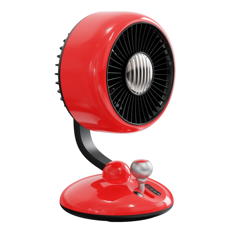 Juo Q3 120° Salınımlı 3 Kademeli LED Işıklı Şarjlı Masaüstü Fan Vantilatör Retro Kırmızı - 1