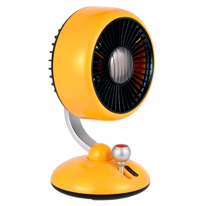 Juo Q3 120° Salınımlı 3 Kademeli LED Işıklı Şarjlı Masaüstü Fan Vantilatör Retro Sarı - 1