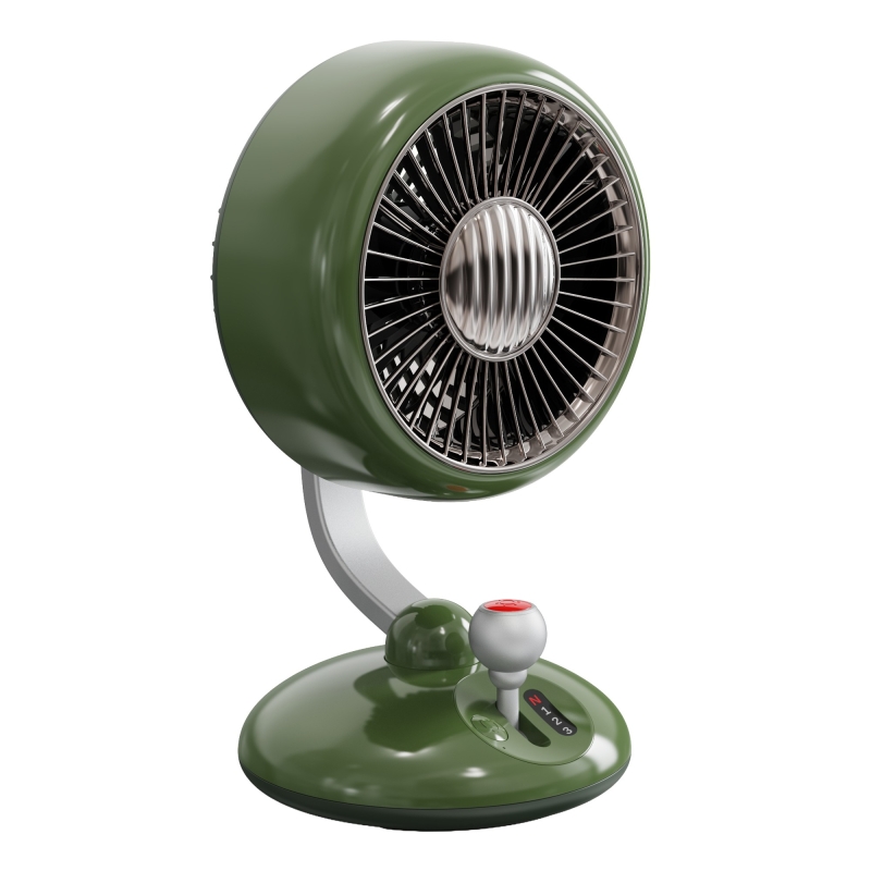 Juo Q3 120° Salınımlı 3 Kademeli LED Işıklı Şarjlı Masaüstü Fan Vantilatör Retro Yeşil - 1