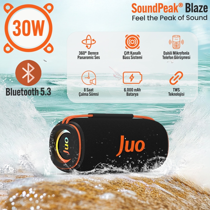 Juo SoundPeak Blaze 30W RGB Bluetooth Hoparlör Kablosuz Taşınabilir Speaker - 2