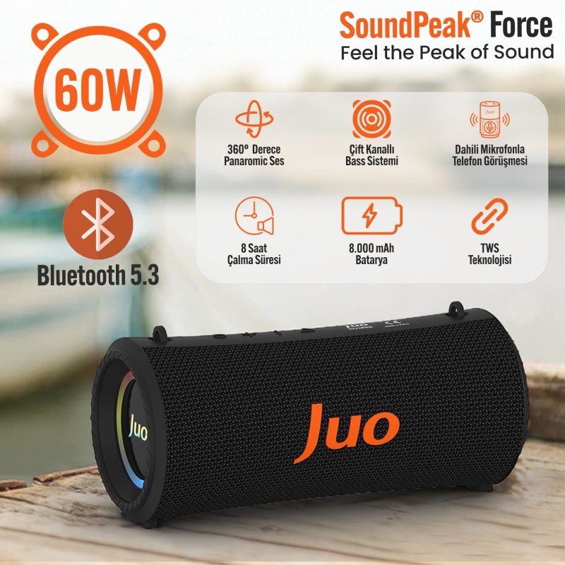 Juo SoundPeak Force 60W RGB Bluetooth Hoparlör Kablosuz Taşınabilir Speaker - 3