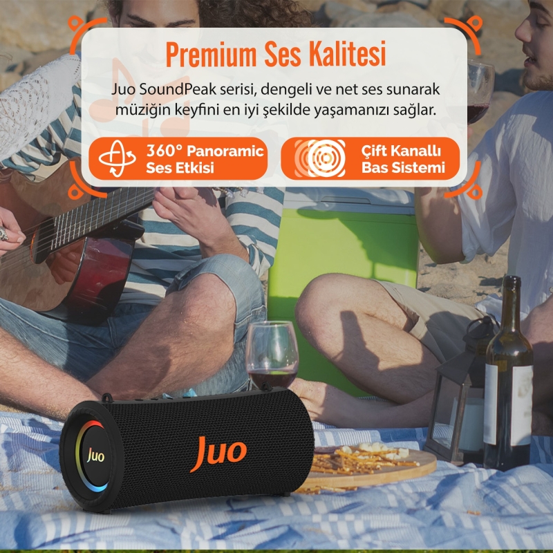 Juo SoundPeak Force 60W RGB Bluetooth Hoparlör Kablosuz Taşınabilir Speaker - 8