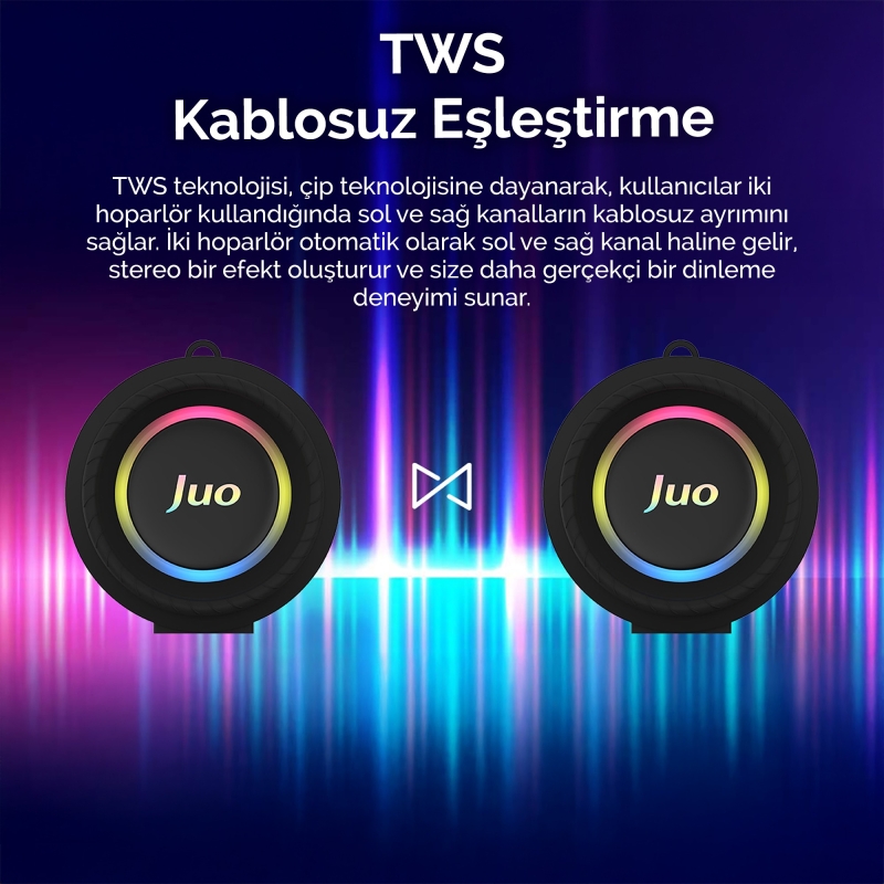 Juo SoundPeak Force 60W RGB Bluetooth Hoparlör Kablosuz Taşınabilir Speaker - 9