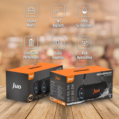 Juo SoundPeak Force 60W RGB Bluetooth Hoparlör Kablosuz Taşınabilir Speaker - 12