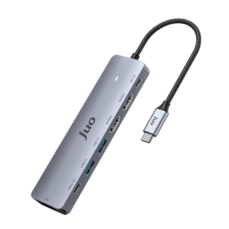 Juo Type-C 2*HDMI Dual MST 4K 60Hz Gigabit Ethernet Dönüştürücü 100W USB 3.2 Çoklayıcı Hub - 2