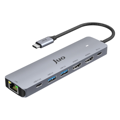Juo Type-C 2*HDMI Dual MST 4K 60Hz Gigabit Ethernet Dönüştürücü 100W USB 3.2 Çoklayıcı Hub - 1